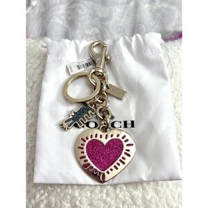 NWT COACH x Keith Haring Heart Barking Dog Keychain Bag Charm Style F66633